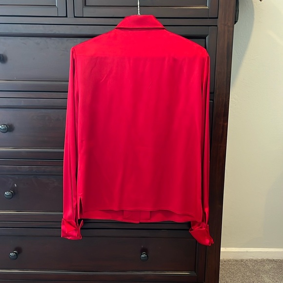 Vintage Red Silk Button-Up Blouse Size 4 Retro Sexy Feminine - Picture 2 of 7